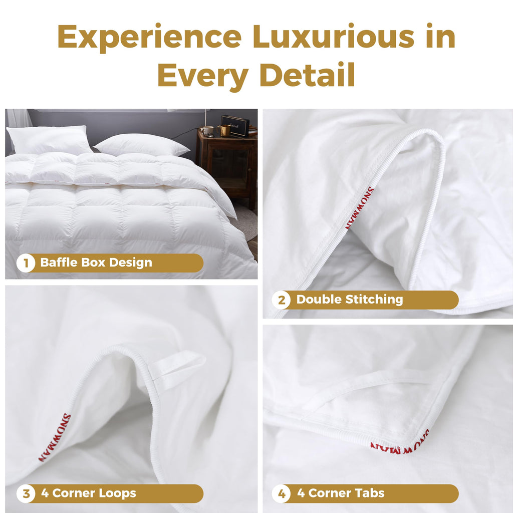 75% Premium Down Comforter King Size, 100% Organic Cotton Fabric Duvet Insert, 750+ Fill Power Hotel Style