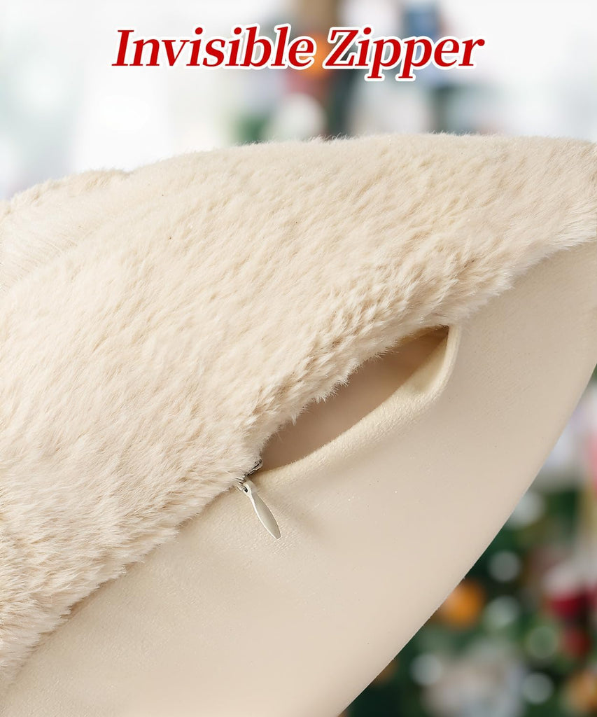 Faux Fur Christmas Pillow Covers 18x18 - Set of 2