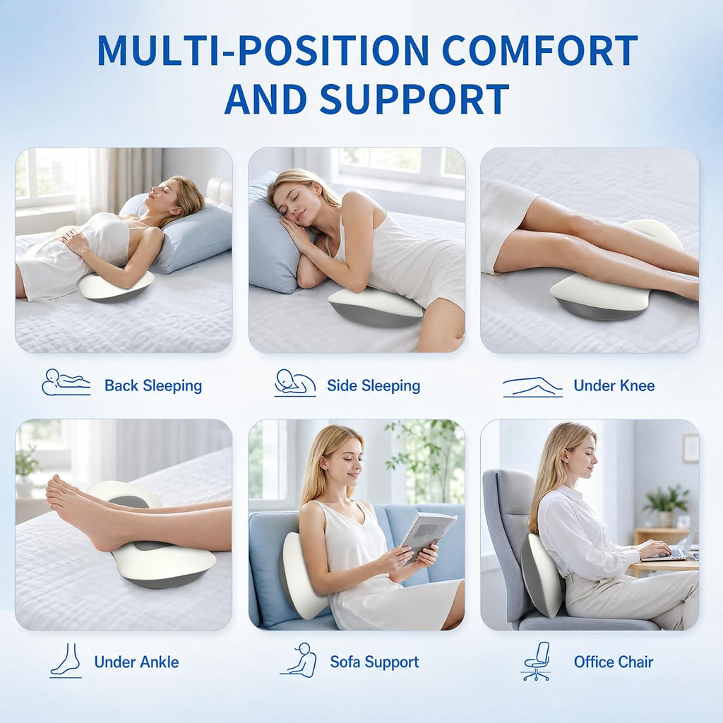 Lumbar Support Pillow for Bed Sleeping - Lower Pillow for Back Pain Relief | Memory Foam Waist Pillow for Bed Sofa