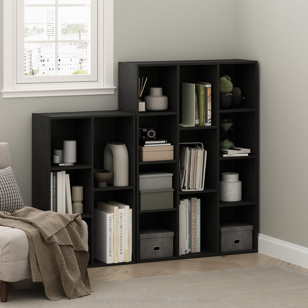LUDER Book Shelf, 11-Cube Bookshelf, Reversible Bookcase, 9.4 x 29.1 x 41.7, Easy Assembly, Blackwood