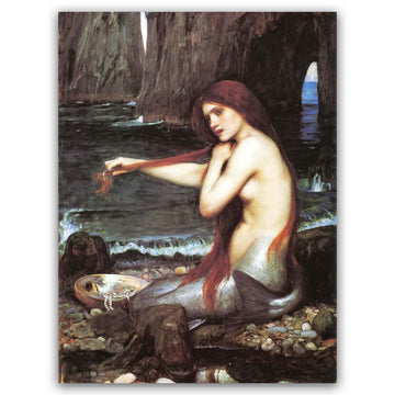 John Williams Waterhouse Mermaid Poster - Mermaid Canvas Wall Art - Fantasy Ocean Illustration Art - Modern Bedroom