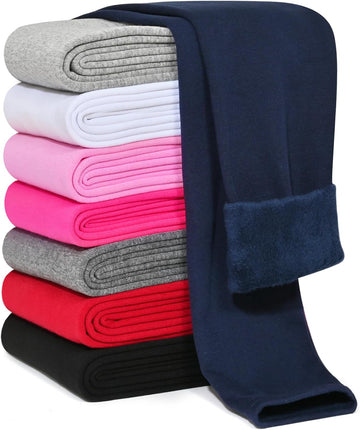 Girls Fleece Lined Leggings Cotton Kids Winter Leggings Warm Pants