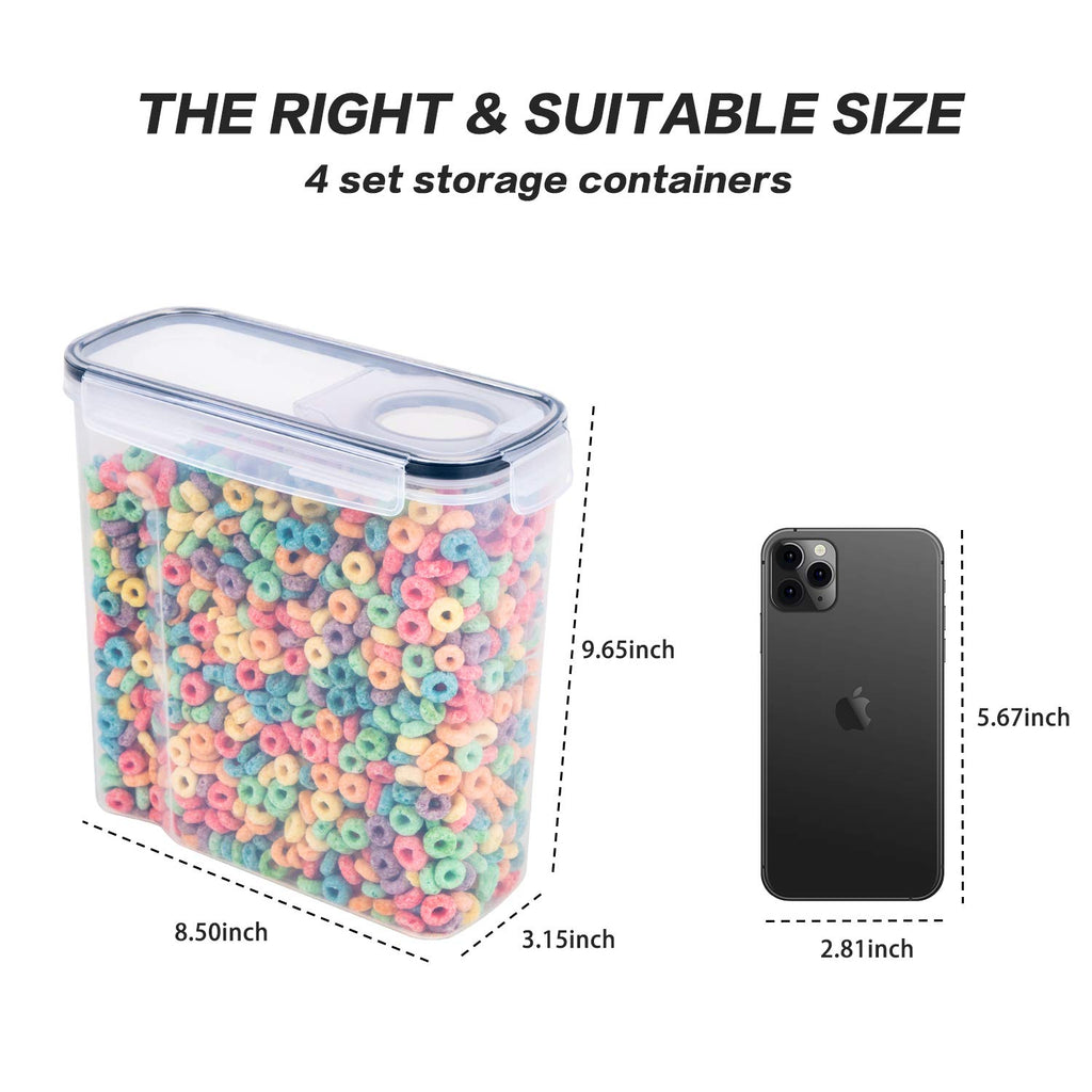 Cereal Containers Storage Set - 3 Piece Airtight Large Dry Cereal Container (135.2oz), BPA Free Dispenser Plastic