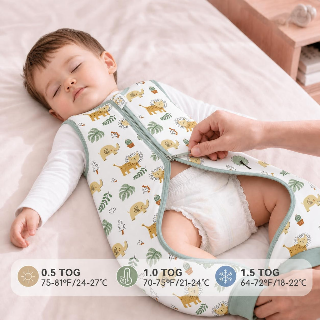 Toddler Sleep Sack with Feet 2-, 1.0 TOG Cotton Baby Wearable Blanket with Legs, Sleep Bag Walker with Way Zipper