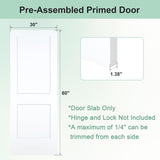 30"x80" 2-Panel Shaker Style White Primed Hollow Core Interior Molded Door Slab, NOT Pre-drilled and NOT Included