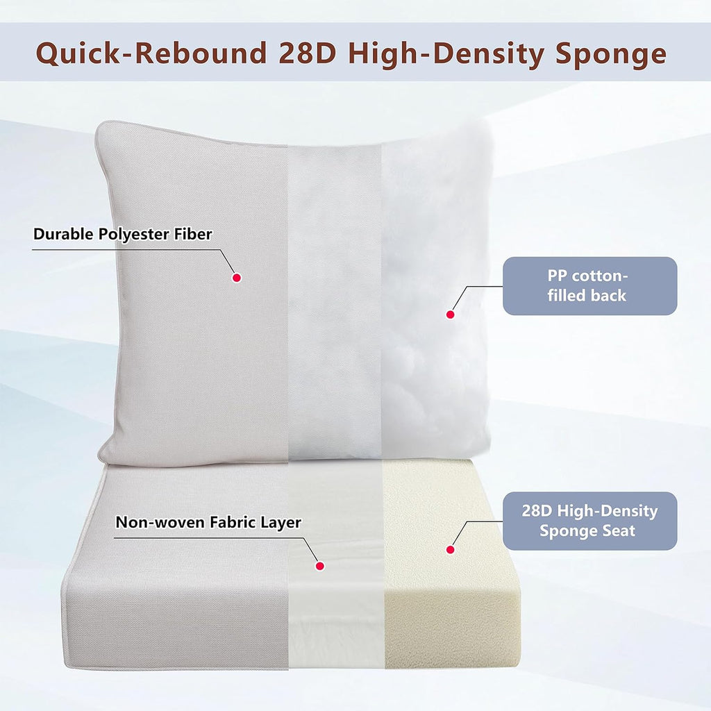 Outdoor Deep Seat Chair Cushions Set 24 x 24 Inch, Waterproof UV-Resistant Thick Patio Chair Replacement Cushions Set
