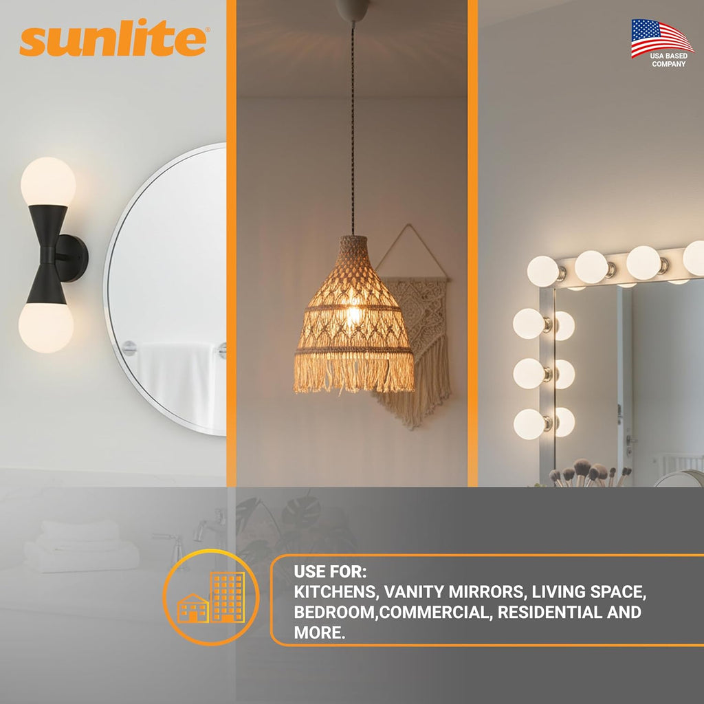 G16.5 Light Bulb LED, 5W (40W Equiv.), 350 Lumens, Dimmable, Type G Globe Shape E12 Candelabra Base, Short Bulbs