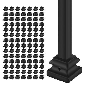 100 Pcs 1/2" Iron Baluster Flat Shoes for Interiors Square Stair Holoow Sprindles, Satin Black