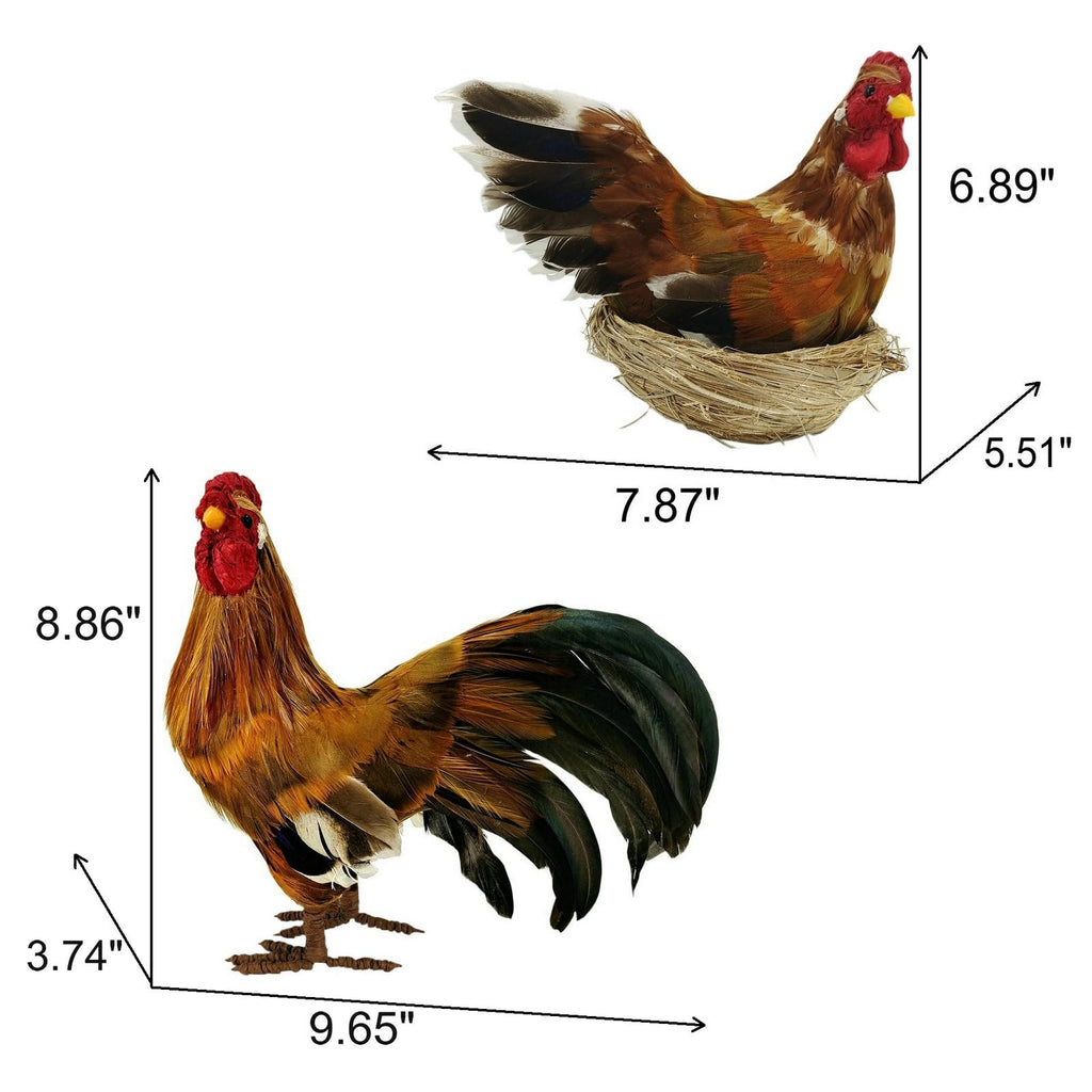 8.8 Inches Feathered Rooster Decor and Hen as Fall Decorations