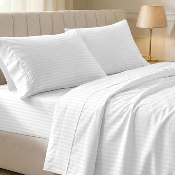 Soft 100% Cotton Queen Sheet Set, 400 TC Good Housekeeping Award Winner, Silky Smooth Sateen Weave with Deep Pockets