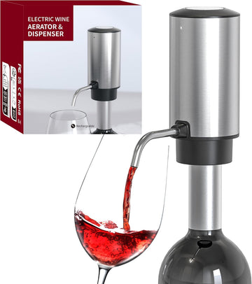 Electric Wine Aerator Pourer One Touch Wine Accessories Rechargeable 2-in-1 Automatic Wine Decanter Stainless Steel