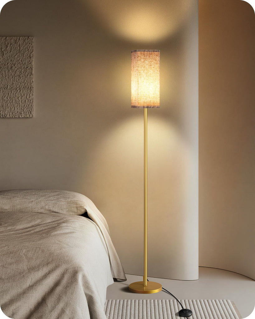 64.2" Dimmable Floor Lamp with Remote and Foot Switch, Corner Floor Lamp, Includes 10W A19 Bulb, Modern Standing