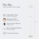 Sky LED Floor lamp, Torchiere Super Bright Floor Lamp Decor & Office - Dimmable, Tall Standing Lamp with Warm Light