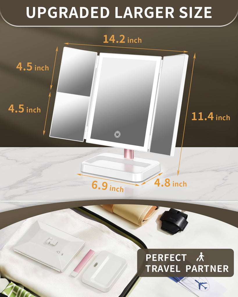 Makeup Mirror Vanity Mirror with Lights, 1X 2X 3X Magnification