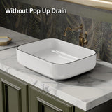Bathroom Vessel Sink Rectangle Above Counter Porcelain Ceramic Sink Top Mount Rectanglar Countertop Sink for