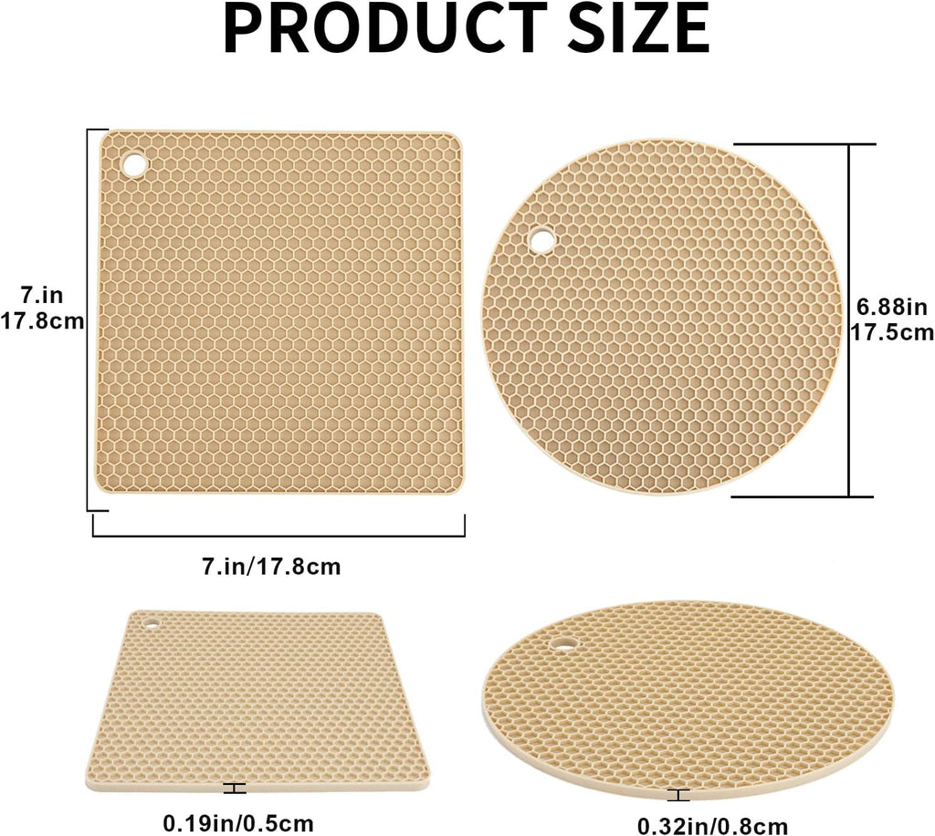 Silicone Trivets for Hot Pots and Pans, Pot Holders Hot Pads, Non-Slip & Heat Resistant Silicone Mats Counter - Set of 4