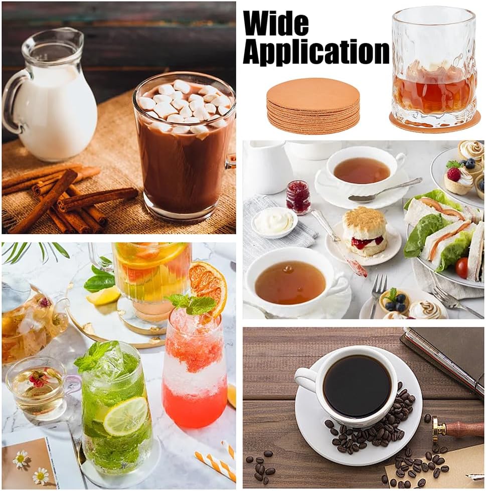 Genuine Leather Coasters 3.1 Inch Peru Round Leather for Coasters 2mm Thick Round Blank Genuine Leather - Set of 30