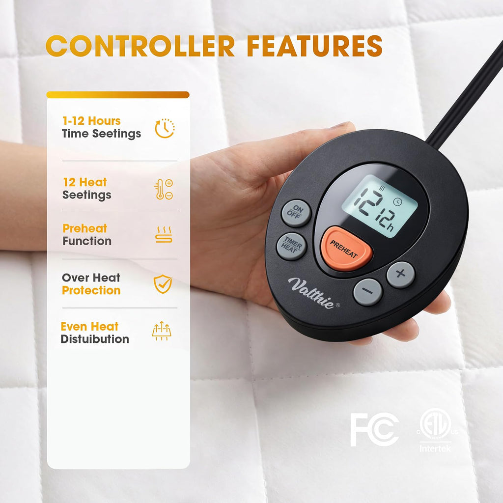 Heated Mattress Pad, Electric Bed Warmer with Preheat