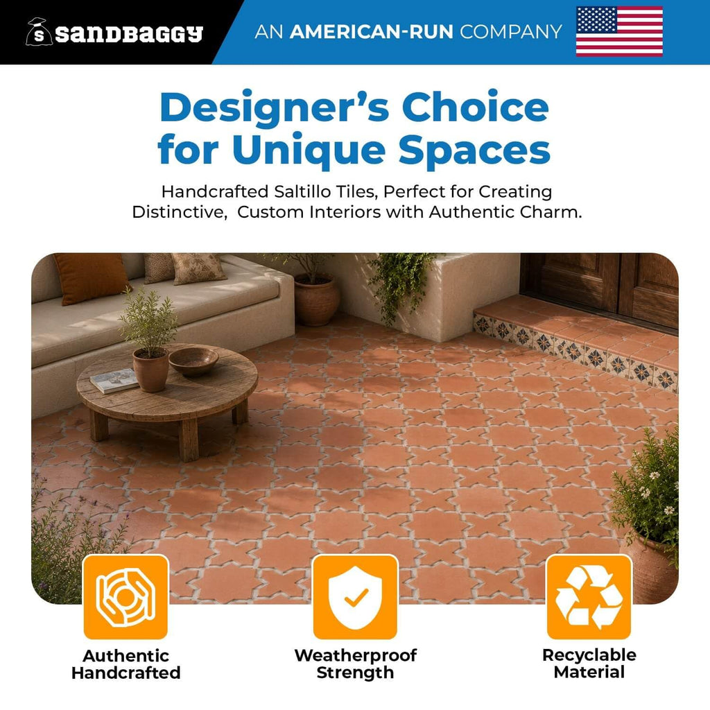 Lincoln Star & Cross Saltillo Terracotta Tile | Unsealed Handmade Mexican Tile - (20, Star & Cross Tile)