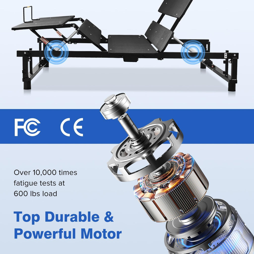 Black Adjustable Bed Base Frame - King Size Zero Gravity with Head & Foot Incline, Quiet Dual Motor & Wireless Remote