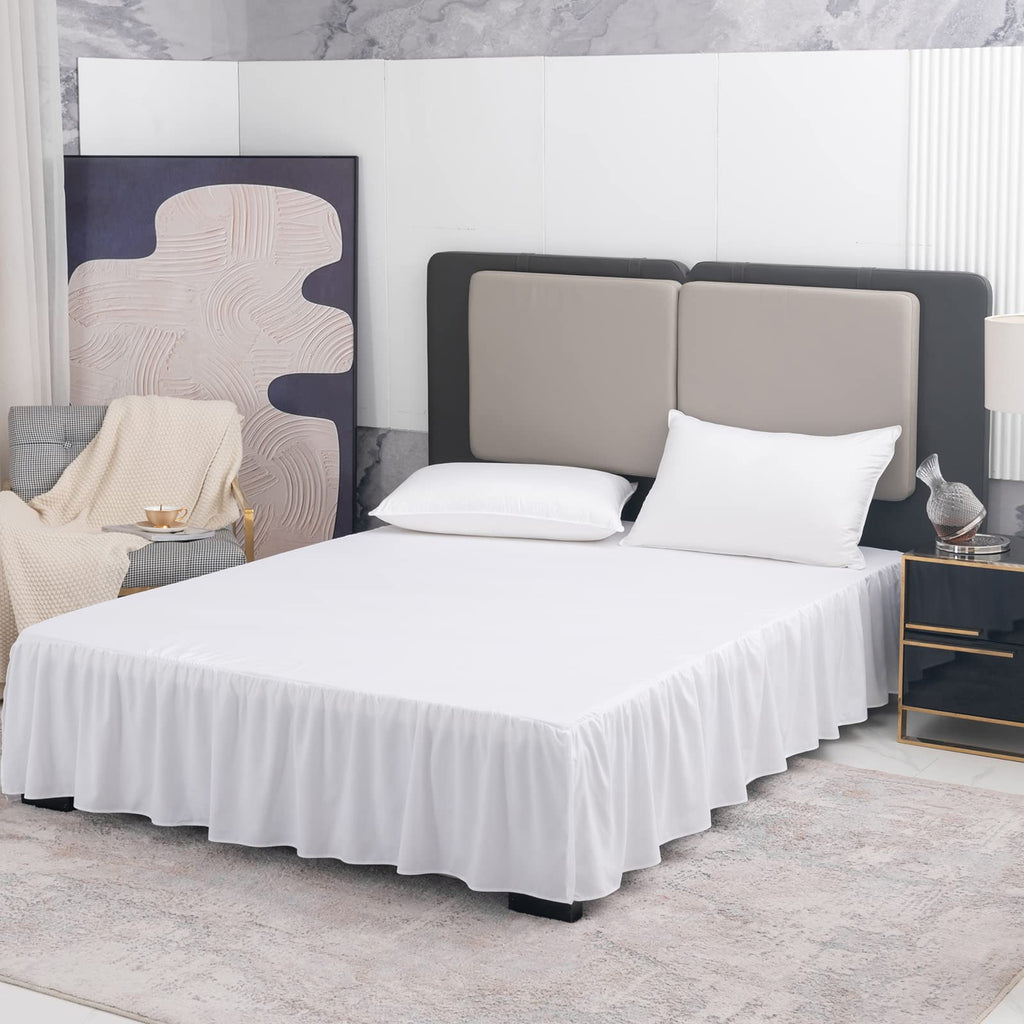 Bed Skirt Twin Size 14 Inch Drop Ruffled Bed Skirt with Split Corners