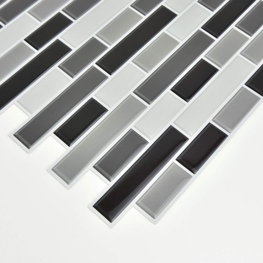 NH2362 Smoked Glass Peel & Stick Backsplash Tiles, Black