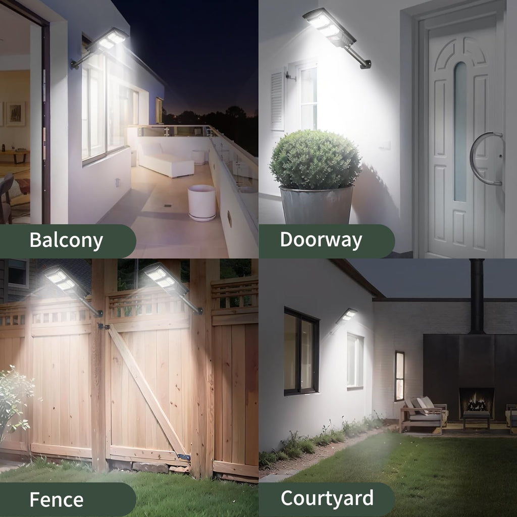 Solar Street Lights Outdoor Waterproof: 2 Pack LED Solar Dusk to Dawn Flood Light Outside 10000 Lumen Solar Powered