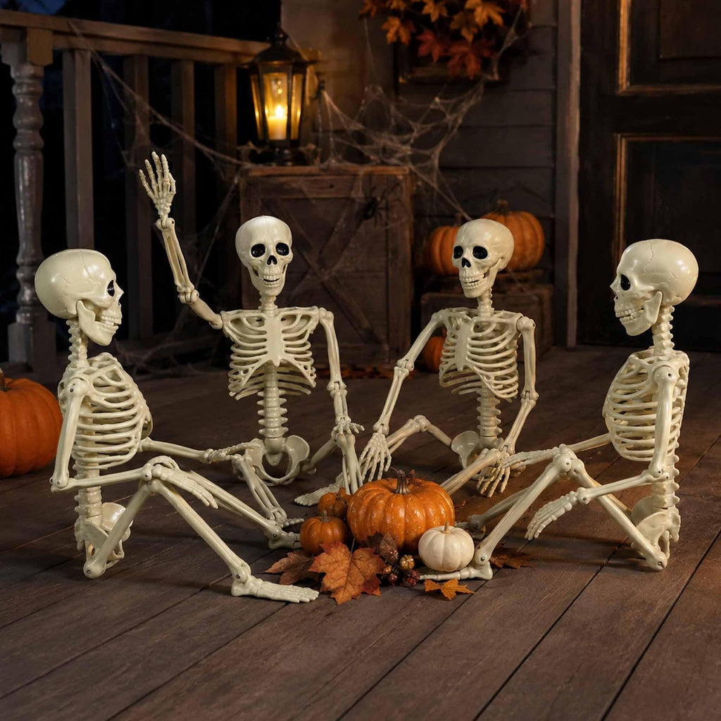 24"Halloween Skeleton - 2 ft Life Size Human Skeleton with Full Body Posable Joints Plastic Skeleton - Set of 2