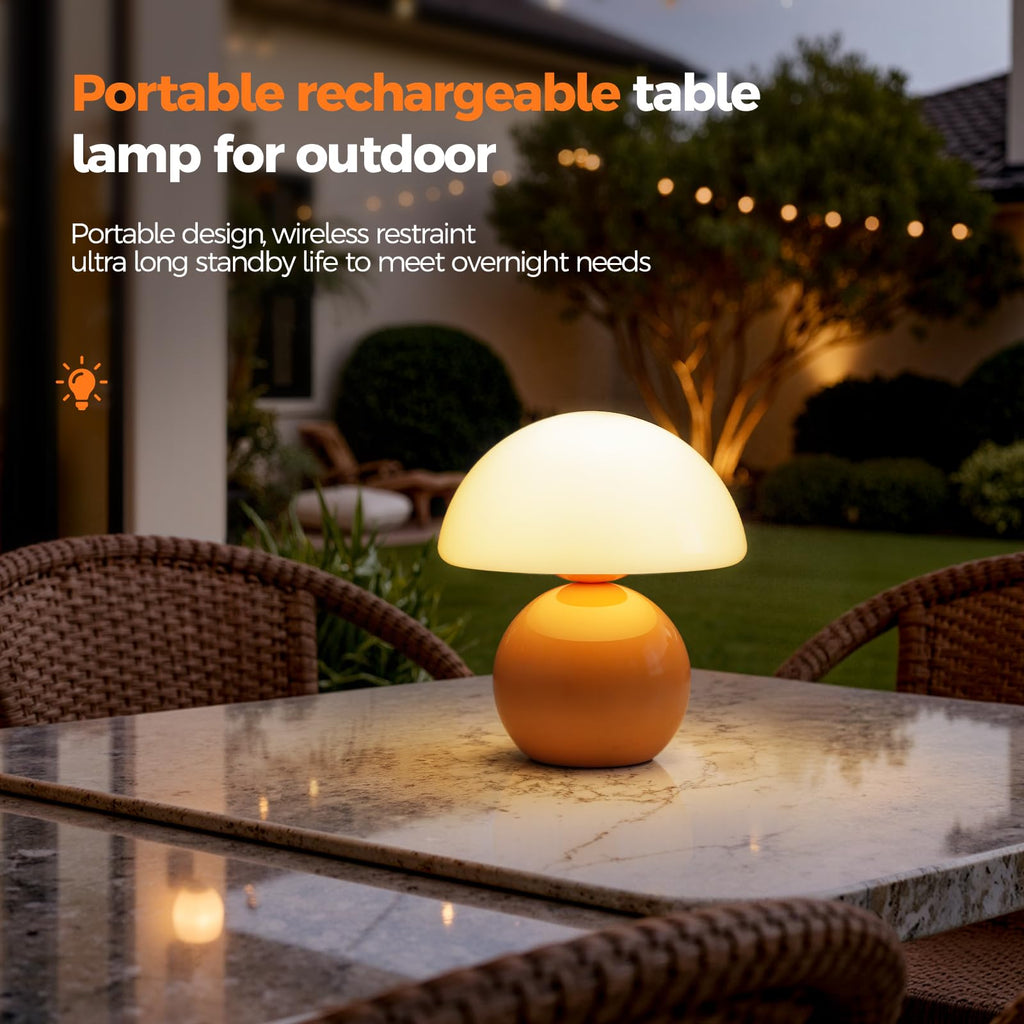 Mushroom Lamp Table Lamp, Portables Cordless Table Lamp,Wireless lamp,Small Bedside Table Touch Lamps,Mini Mushroom