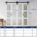 72in x 84in Bifold Barn Door, Frosted Glass Barn Door with Hardware Kit Included, Pre-Drilled Holes 