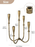 Iron Taper Candle Holders: Gold Tall Candelabra for Candlestick - Antique Brass Candle Stick Holder 5 Arm
