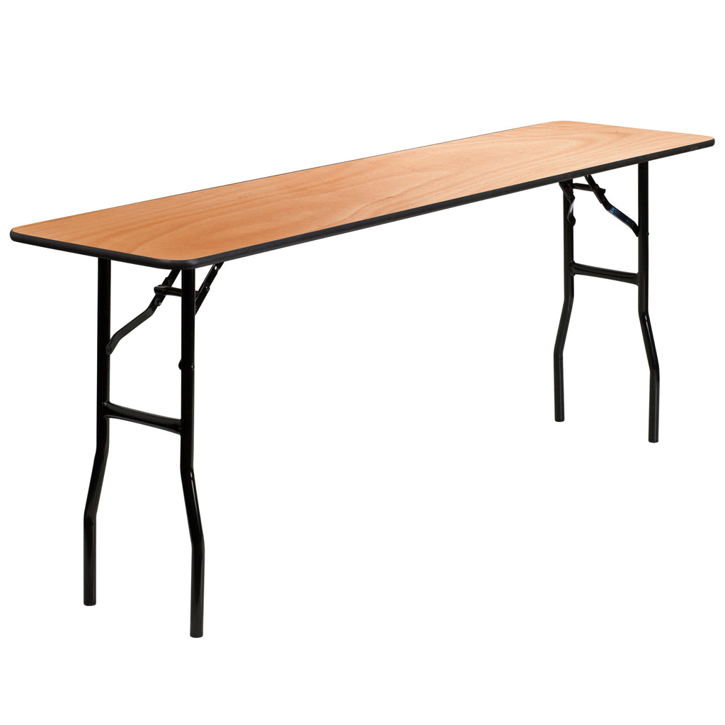 72" x 30" Natural Wood Rectangular Folding Table