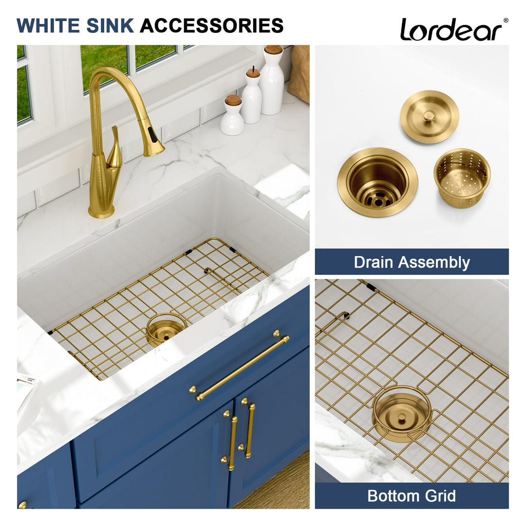 32" White Undermount or Drop Sink Fireclay