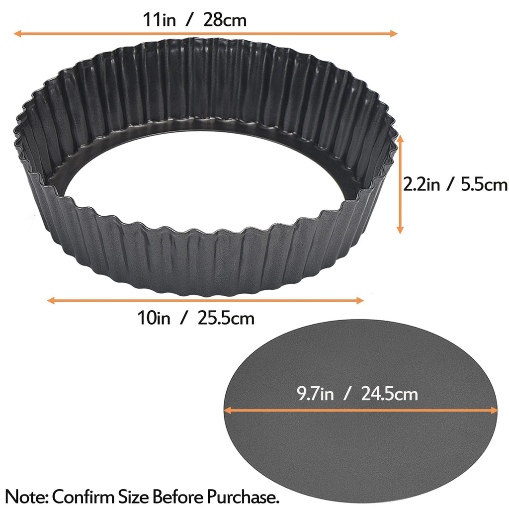2 Pack 11 Inch Nonstick Tart Pan, Quiche Pan, Carbon Steel Deep-dish Pie Pan with Removable Loose Bottom