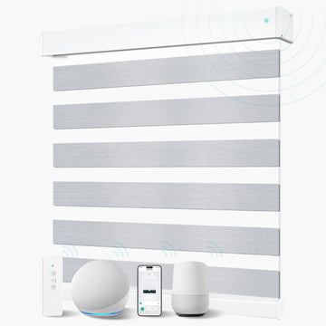 Motorized Blinds with Remote, Built-in Rechargeable Smart Blinds, Custom Size Electric Zebra Shades Compatible with