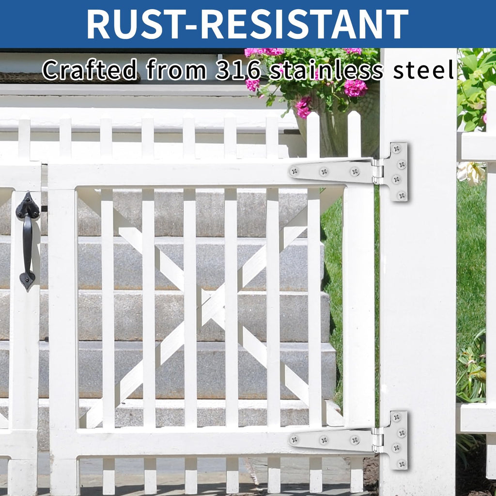 4 Pcs 6 Inch Heavy Duty T-Strap Gate Hinge for Shed Gate