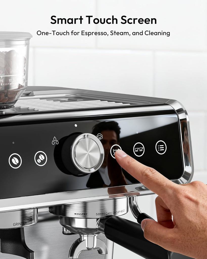 Espresso Machine with Grinder, 20 Bar Professional Espresso Coffee Maker ,with Milk Frother for Latte, Cappuccino &