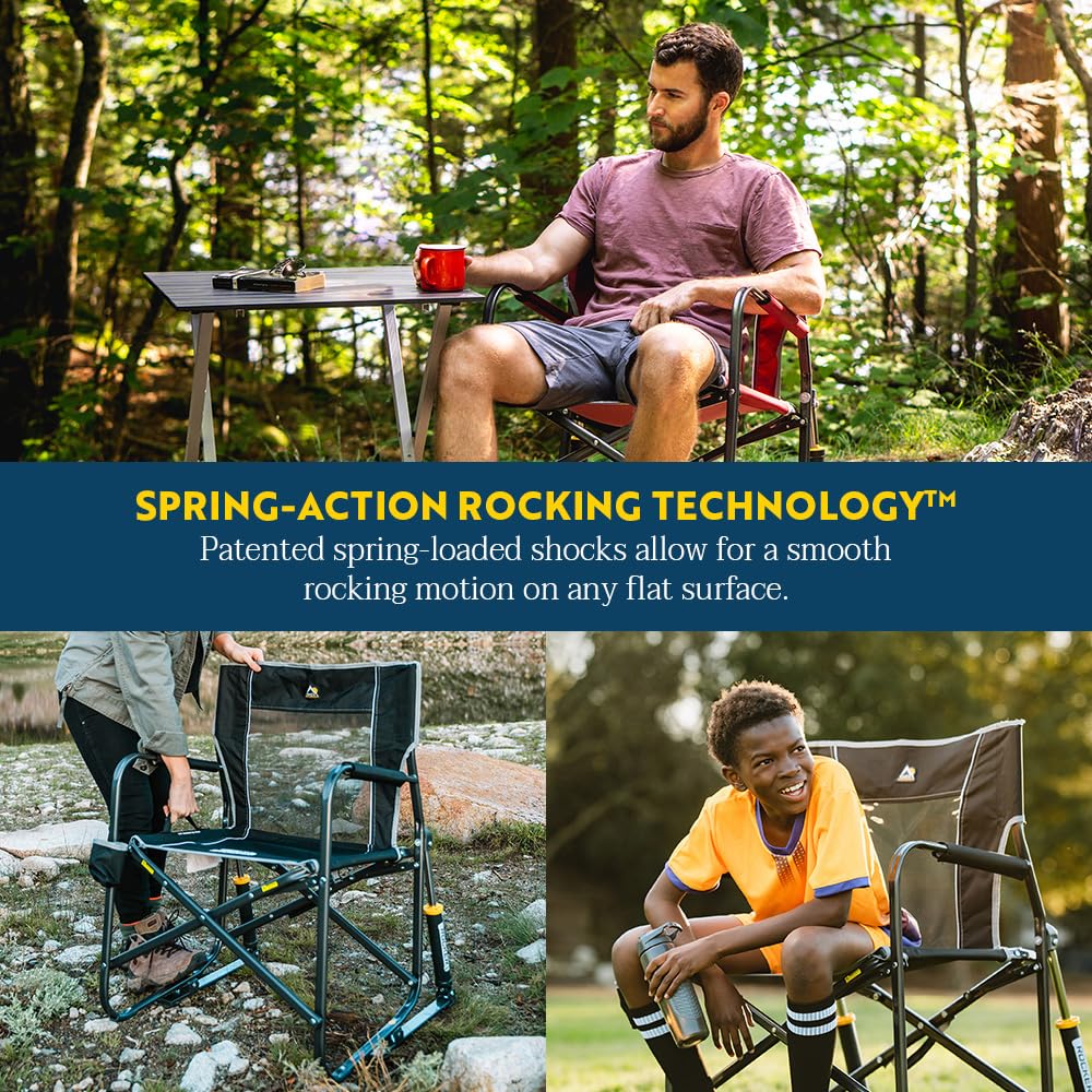 Freestyle Rocker Camping Chair | Portable Folding Rocking Chair with Solid, Durable Armrests, Drink Holder &