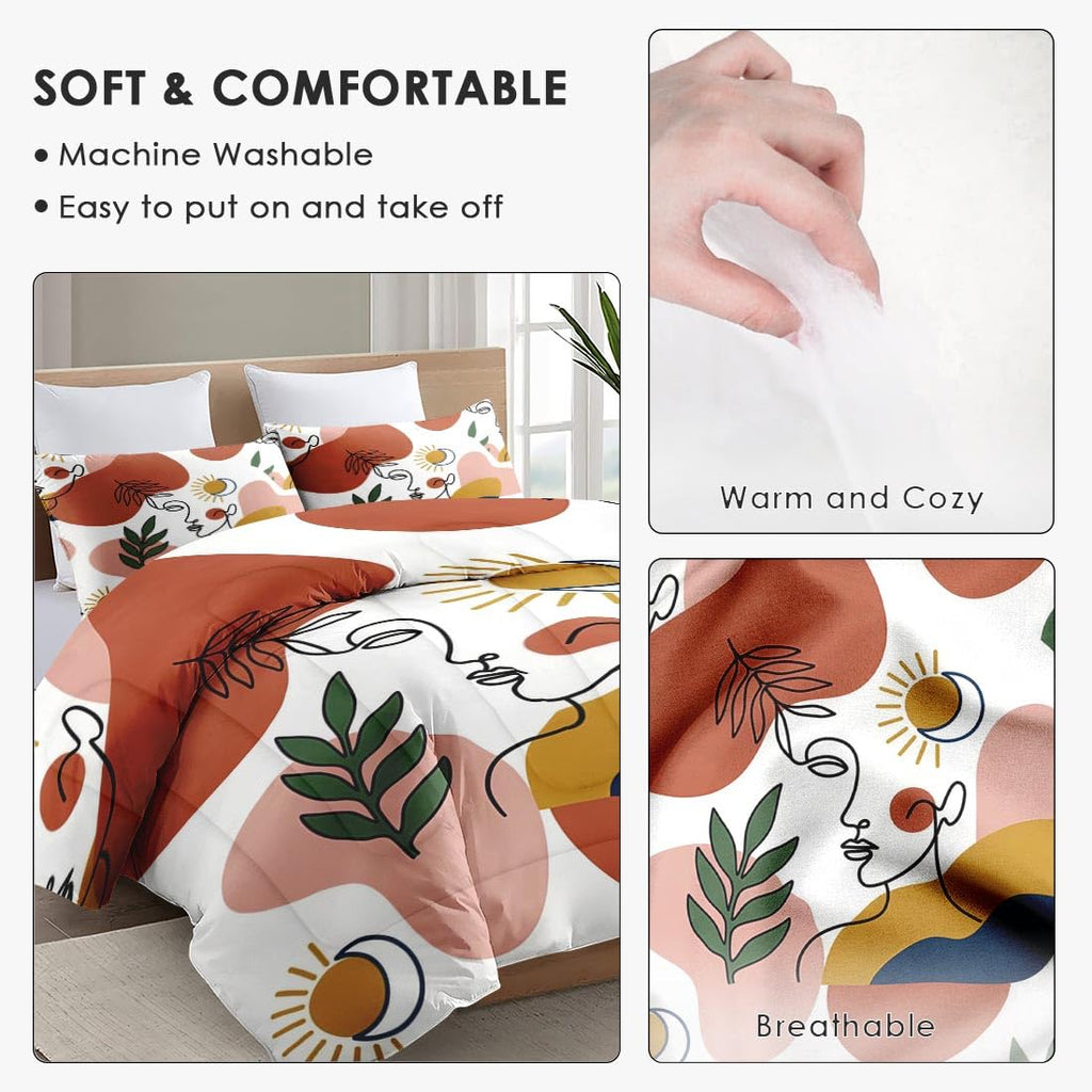 Twin Comforter Set, 2 Pieces Boho Orange Bedding Set