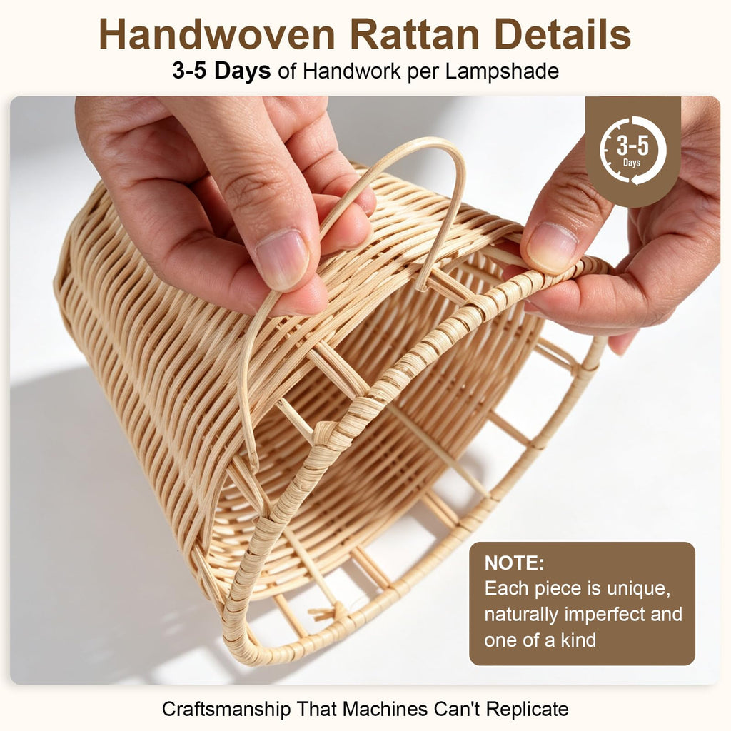 Rattan Rechargeable Battery Operated Wall Sconces Set of Two with Remote, 3 Colors Dimmable Wireless Wall Light
