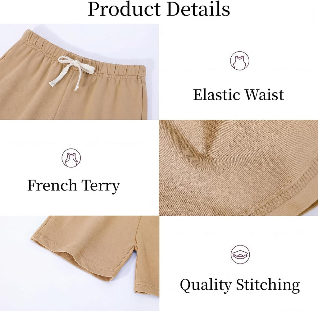 Pack French Terry Cotton Boy Shorts for Toddler with Drawstring