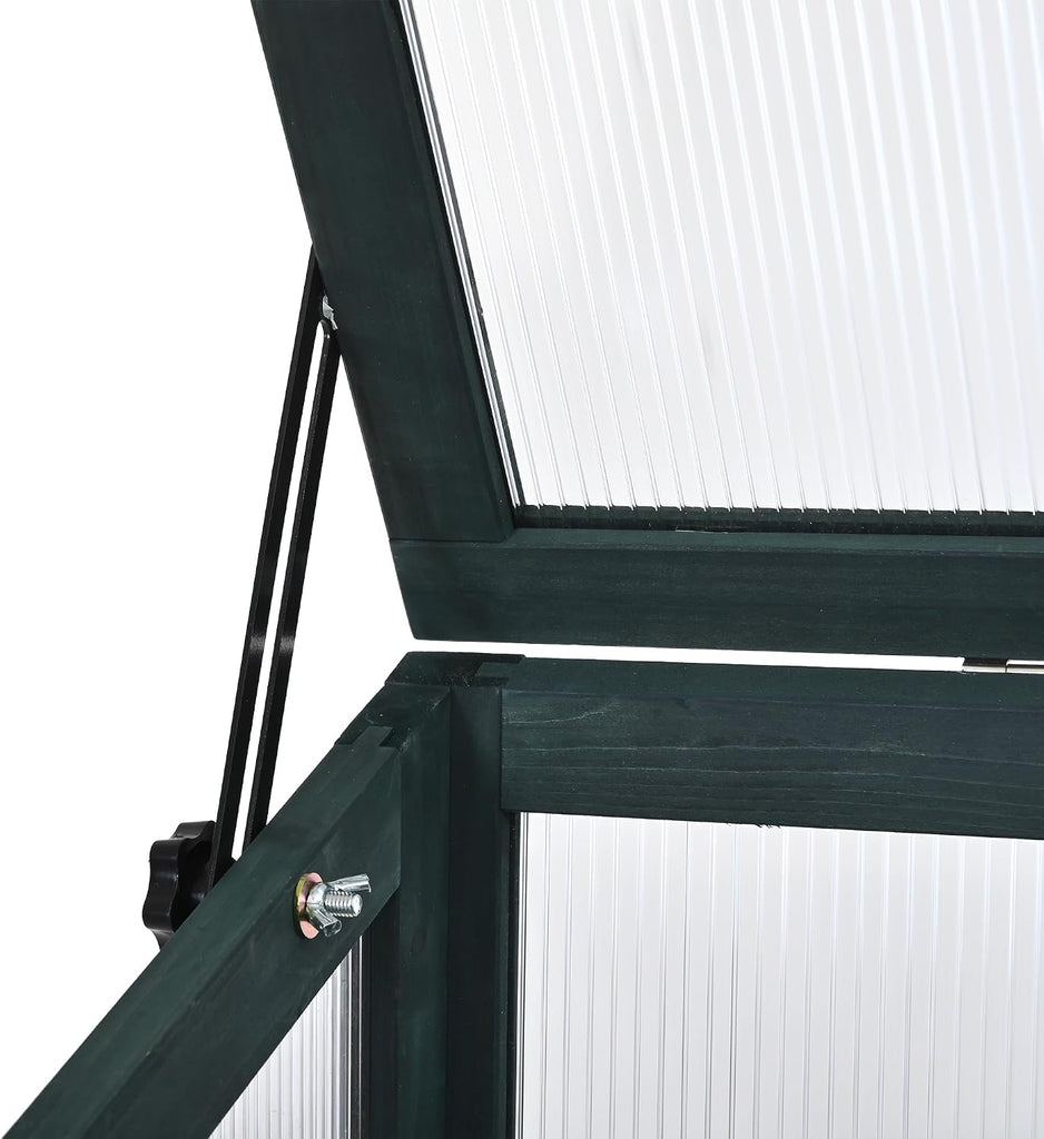 Cold Frame Greenhouse with Wheels, 62 Inch Portable Plant Cabinet | Fir wood, polycarbonate panels, garden or patio