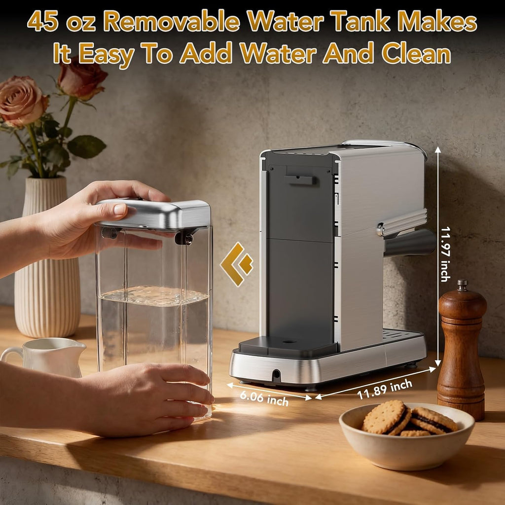Espresso Machine Stainless Coffee Machine with Milk Frother