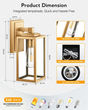 Gold Outdoor Wall Lights, 2 Pack Waterproof Outdoor Porch Lights, Anti-Rust Porch Lights Outdoor, Outdoor Light Fixture for House, Garage, Doorway, Garden, Tempered Glass, E26 Socket A123-B0CY27J4J1