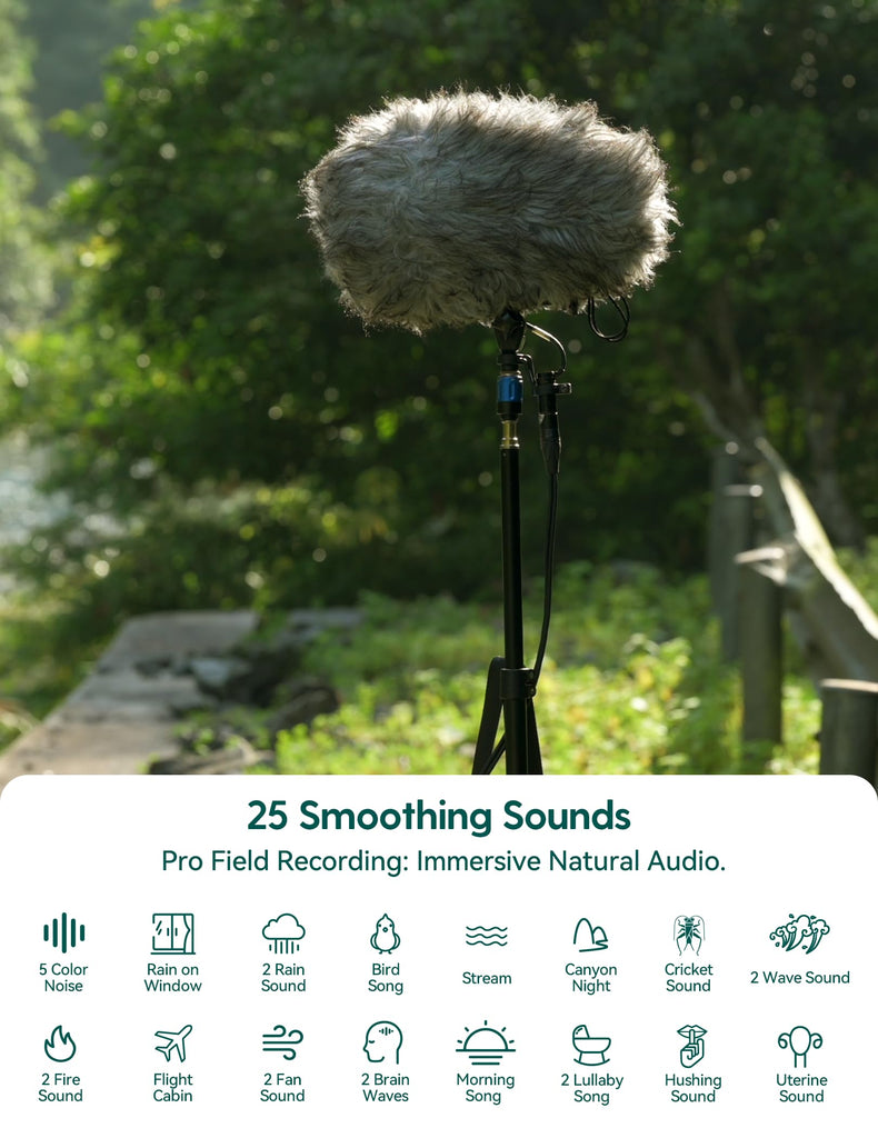 White Noise Sound Machine (Pocket Mini Pro) | 1000mAh Large Battery, 25 Non-looping Sounds for Adults, Kids & Babies