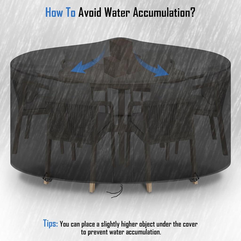 Round Patio Furniture Covers Waterproof, 84" Dia x 44" H | 84 Inch High Outdoor Round Table Cover, Tall Bar Height