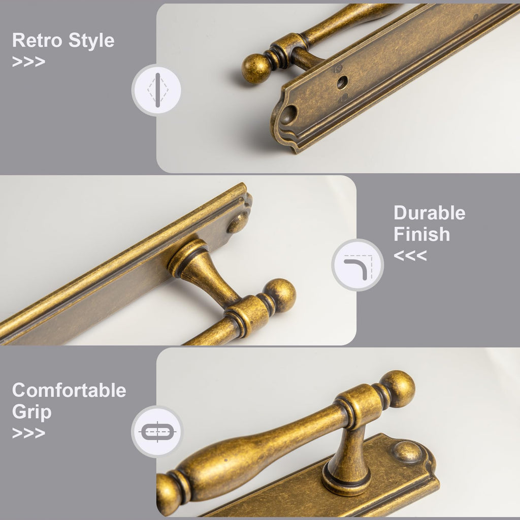 2Pack Antique Brass Cabinet Pulls with Backplate 5" Hole Center