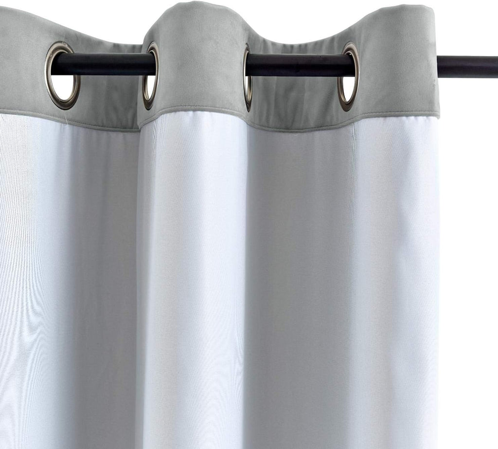 Extra Wide Blackout Lined Premium Velvet Curtain Grey 120Wx72L Inch (1 Panel), Eyelet Grommet for Livingroom Bedroom