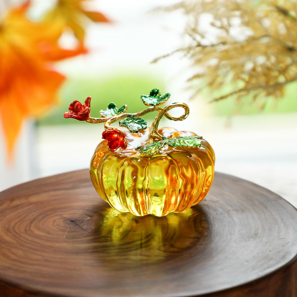 2.5''Glass Pumpkins Figurine for Fall Harvest & Thanksgiving Decorating