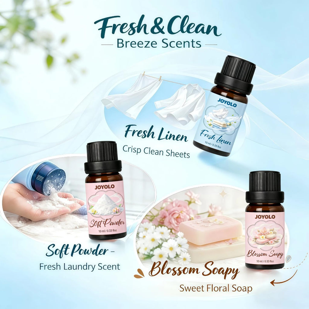 Essential Oil Diffuser & Essential Oils Set, Aromatherapy Diffuser with 7 LED Colors, 6 Oils Gift Pack (Clean Home